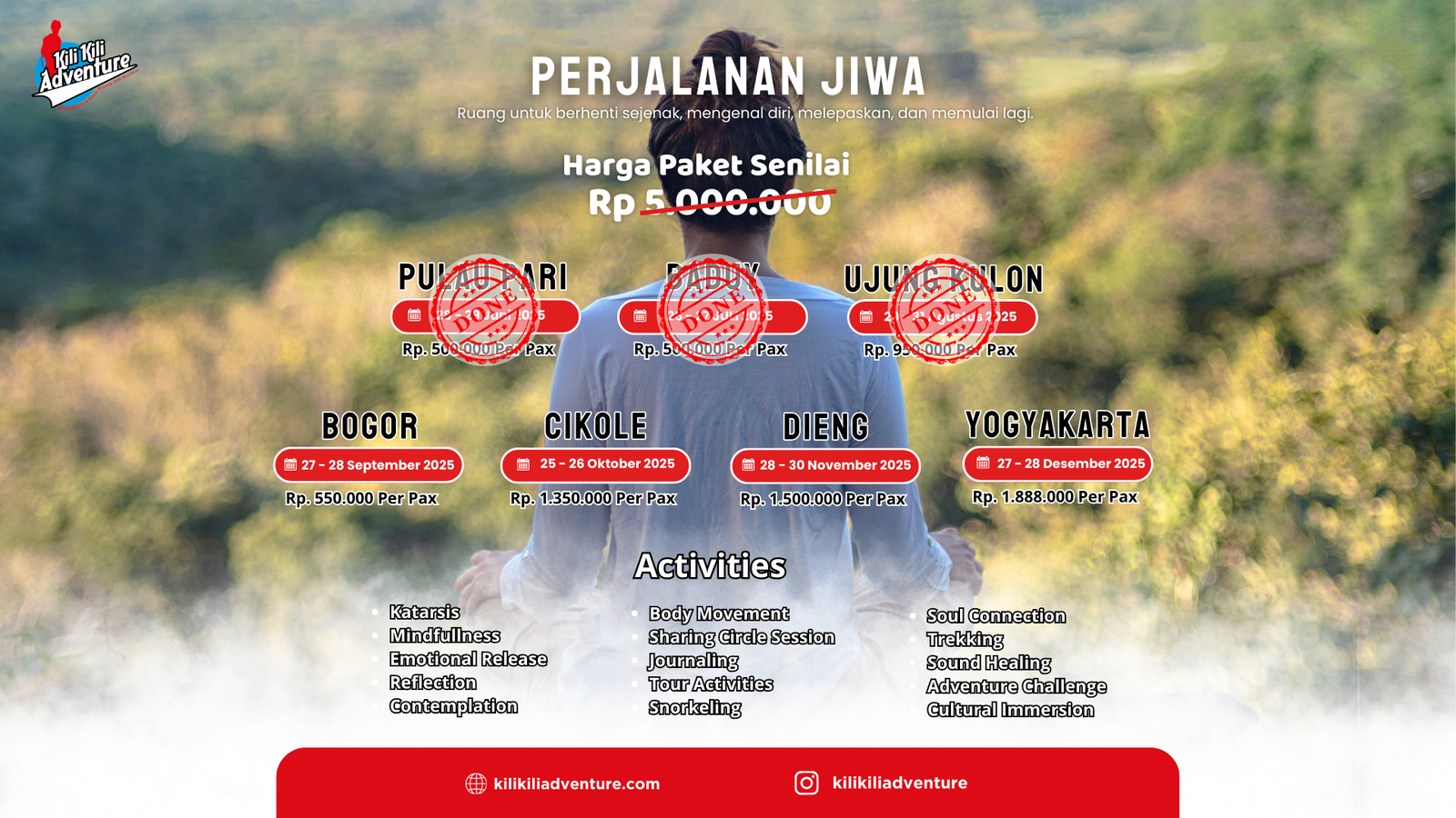 Timeline trip perjalanan jiwa - kilikiliadventure.com